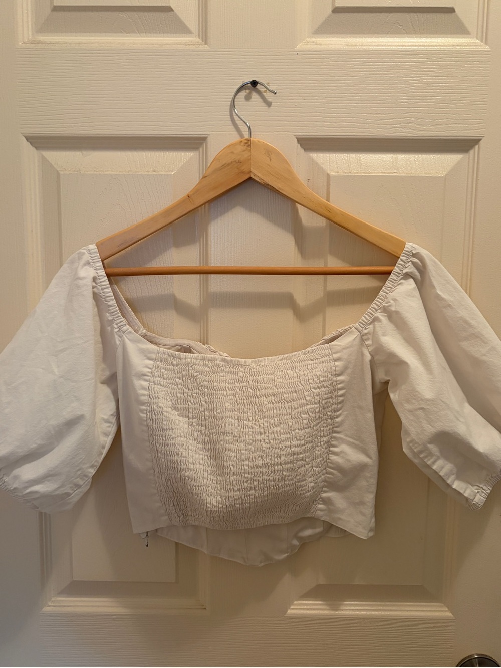 ASTR The Label Ivory Corset Puff Sleeve Linen Blend Crop Top Size S - Picture 5 of 10